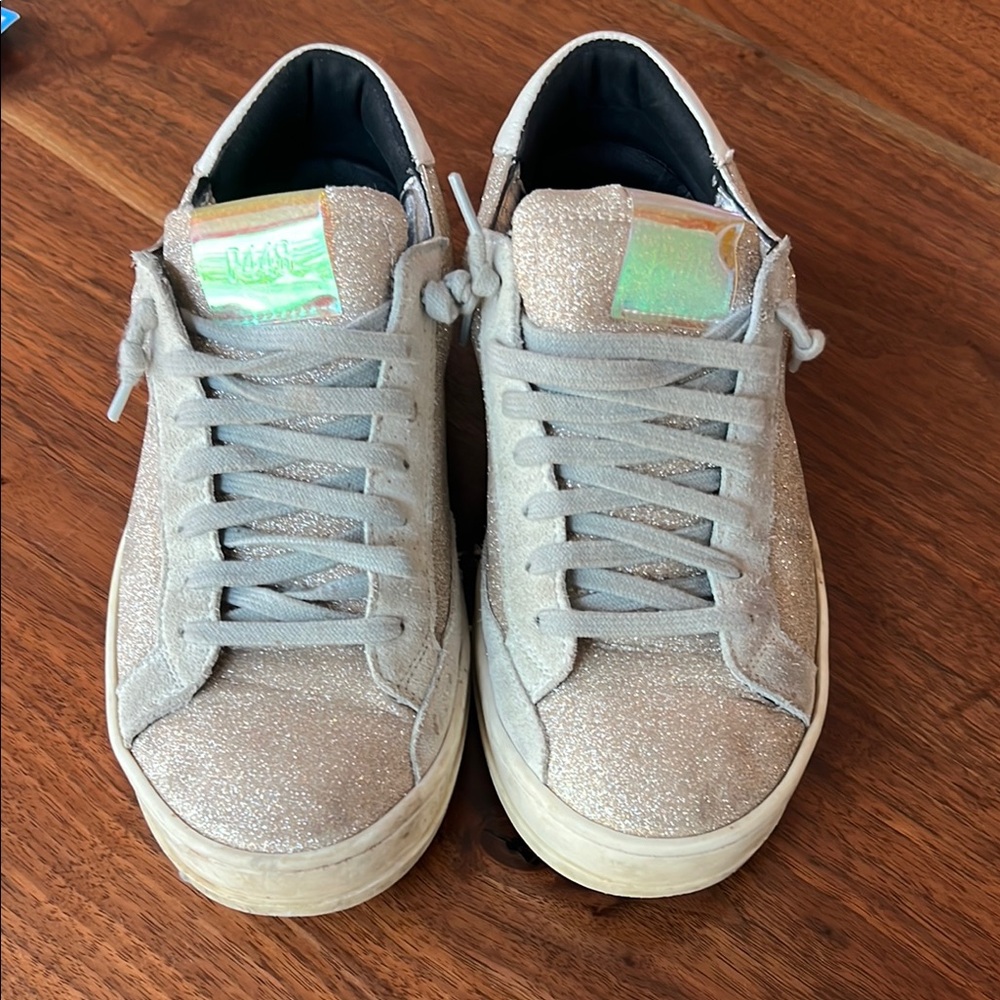 P448 Glittery Sneakers with Holographic Detail